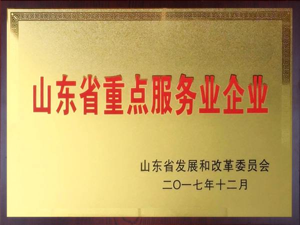 2017年获得“山东省重点服务业企业”荣誉称号